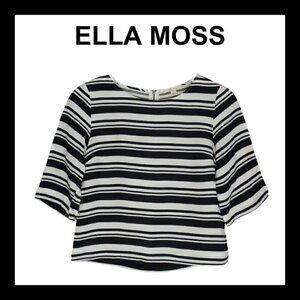 ELLA MOSS stripes half sleeves preppy casual crop blouse
